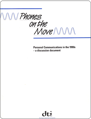 Front cover of the DTI Phones on the Move document