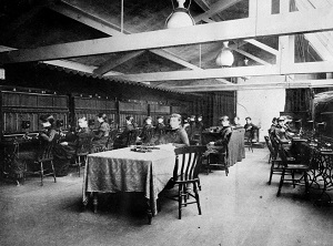 A picture of the inside of Manchester's Faulkner Street telephone exchange