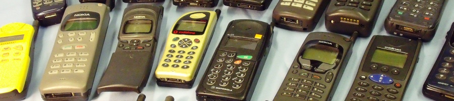A collection of GSM mobile phones