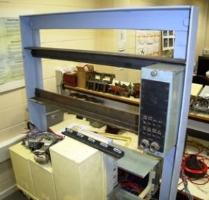 Picture showing the uniselector shelf in place and the tone box attached.