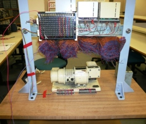 A rear view of the unit showing some of the initial wiring being made